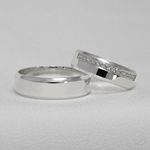 Par de Aliança em Prata 995 + Anel Solitario com acabamento polido Bridal Bow - Combo