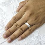 Par de Aliança em Prata 995 + Anel Solitario com acabamento polido Bridal Bow - Combo