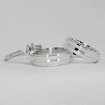 Aliança em Prata + Anel Solitario com acabamento diamantado Bridal Elegance - Combo