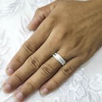 Aliança em Prata + Anel Solitario com acabamento diamantado Bridal Elegance - Combo