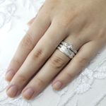Aliança em Prata + Anel Solitario com acabamento diamantado Bridal Elegance - Combo