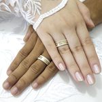 Par Aliança de Namoro em Prata Legitima friso banhado a ouro Ella - Par 