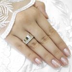 Conjunto Aliança de Namoro em Prata + Anel Solitario com acabamento lateral diamantado - Par