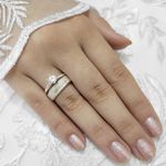 Aliança de Namoro em Prata Legitima Reta com Quina Inglesa 5mm Willa- Par 