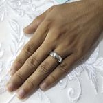 Par de aliança de Namoro em Prata 995 friso com diamonic Alícia - Combo 