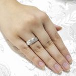 Par de aliança de Namoro em Prata 995 friso com diamonic Alícia - Combo 