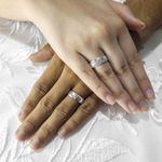Par de aliança de Namoro em Prata 995 friso com diamonic Alícia - Combo 