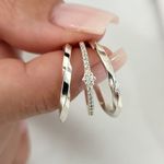 Par de Aliança de Namoro + Anel Solitario com acabamento torcido Star - Dia dos Namorados