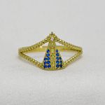 Anel Nossa Senhora Aparecida em Ouro 18k maciço com Pedras 