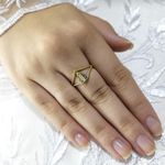 Anel Nossa Senhora Aparecida em Ouro 18k maciço com Pedras 