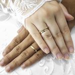Par de Aliança de Casamento em Ouro + Anel noivado Aurora Sapphire - Combo
