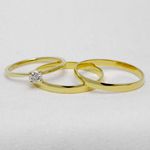 Aliança de Casamento e noivado em Ouro 18k Abaulada + Anel Solitario Balneário - Combo 