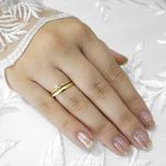Aliança de Casamento e noivado em Ouro 18k Abaulada + Anel Solitario Balneário - Combo 