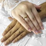 Aliança de Casamento e noivado em Ouro 18k Abaulada + Anel Solitario Balneário - Combo 