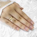 Aliança de Casamento Aliança de noivado em Ouro Maciço 4mm Abaulada com 1 Anel Solitarios Bloom of love - Combo 