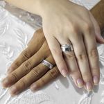Par de aliança de namoro Prata 995 com pedra colorida de coração Celine - Combo 