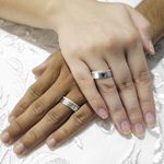 Par de aliança de namoro Prata 995 com pedra colorida de coração Celine - Combo 