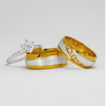 Par de Aliança de Casamento em Ouro + Anel borboleta com banho de rodium Charm and Shine - Combo 