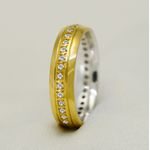 Aliança de Noivado e Aliança de Casamento em Ouro 18k e Prata 995 Fenix05 - Combo 