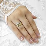 Aliança de Noivado e Aliança de Casamento em Ouro 18k e Prata 995 Fenix05 - Combo 