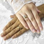 Aliança de Noivado e Aliança de Casamento em Ouro 18k e Prata 995 Fenix05 - Combo 