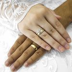 Aliança de Casamento em Ouro e Prata Maciço Marriage Glow - Combo