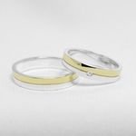 Aliança de Casamento em Ouro 4mm base em prata Amelíe - Combo