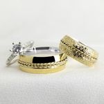 Aliança de Noivado e Casamento Revestida em Ouro 7mm Cordas - Par