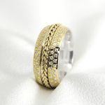 Aliança de Casamento em Ouro 7mm Cordas parte interna prata- Combo 