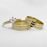 Aliança de Noivado e Casamento em Ouro Maciço 5mm Reta Diamantada. Amore - Peça Única 