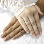 Par de Aliança de Casamento em Ouro + Anel noivado. Aurora Sapphire - Combo