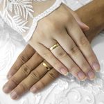 Aliança de Casamento Aliança de noivado em Ouro Maciço 4mm Abaulada com 1 Anel Solitarios Bloom of love - Combo 