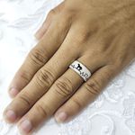 Aliança em Prata com Detalhe Diamantado Bridal Charm 7mm - Peça Unica 