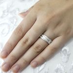 Aliança em Prata + Anel Solitario com acabamento diamantado Bridal Elegance - Combo