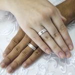 Aliança em Prata + Anel Solitario com acabamento diamantado Bridal Elegance - Combo