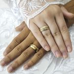 Aliança de Casamento em Ouro 7mm Cordas parte interna prata- Combo 