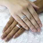 Aliança para Namoro + Anel Solitario com acabamento diamantado Diamond Flower - Combo
