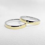 Aliança de Casamento em Ouro e Prata Maciço 3mm Abaulada Diamond Veil - Combo 