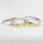 Aliança de Casamento em Ouro 4mm base em prata - Mari - Combo 