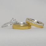 Aliança de Noivado e Casamento em Ouro e Prata Maciço Marriage Glow - Par