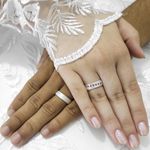 Aliança de Namoro + Anel Solitario com acabamento Diamantado Princess- Combo 
