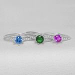 Conjunto de aneis com pedras coloridas em Prata 995 Super Poderosas - Peça Única