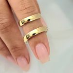 Par Aliança Casamento ou Noivado Aura em Ouro com base Prata