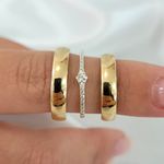 Par Aliança Casamento ou Noivado Aura em Ouro com base Prata