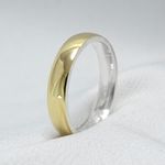 Par Aliança Casamento ou Noivado Aura em Ouro com base Prata