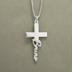 Pingente em Prata 995 crucifixo com nome detalhes vazado