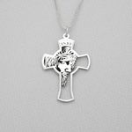 Pingente Cruz com Face de Jesus Cristo em Prata 995