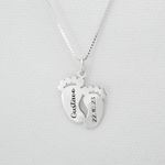 Pingente em Prata 995 Personalizado Pezinho com nome e Data