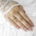 Par de Aliança de Casamento ou Noivado em Ouro + Anel 4 garras Twisted Gold - Combo