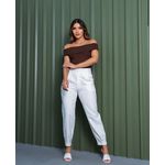 Blusa Decote Ombro a Ombro Marrom